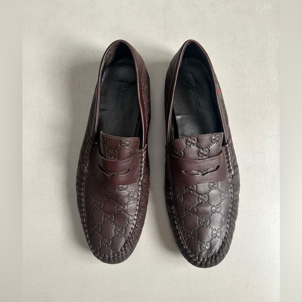 GUCCI GG MONOGRAM Guccissma Leather Brown